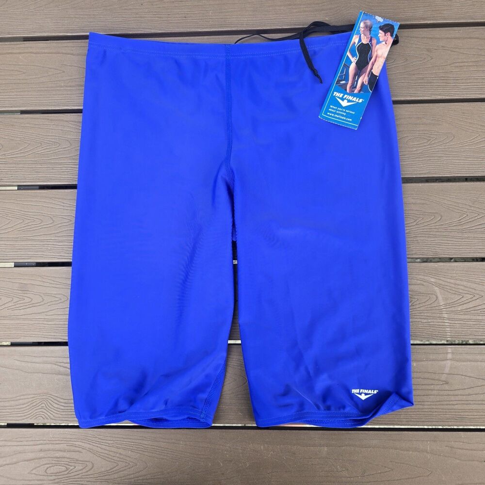 The Finals Mens Nylon Solid Royal Blue Drawstring Swim Jammer Size 38 New